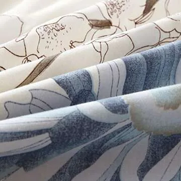 Swanson Beddings Daisy Silhouette Reversible Floral Print 5-Piece 100% Cotton Bedding Set: Duvet Cover, Two Pillowcases and Two Pillow Shams (Queen)