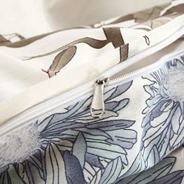 Swanson Beddings Daisy Silhouette Reversible Floral Print 5-Piece 100% Cotton Bedding Set: Duvet Cover, Two Pillowcases and Two Pillow Shams (Queen)