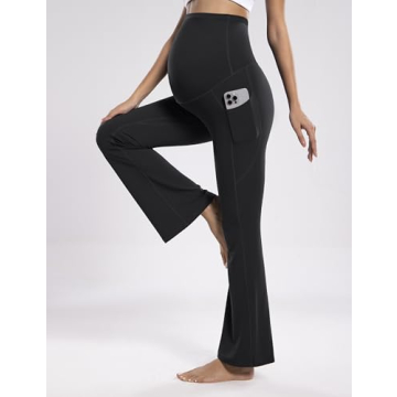Comfortable Maternity Flare Leggings with Pockets