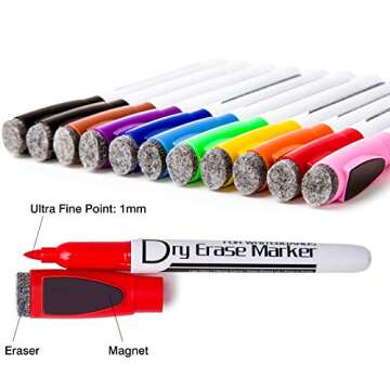 Volcanics Magnetic Dry Wipe Pens Dry Erase Markers With Eraser Cap Low Odor Fine Tip Whiteboard Pens...