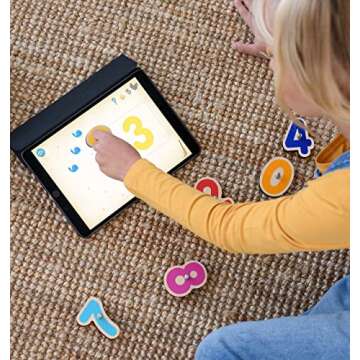 Marbotic - Sensory Kit for iPad - Wooden Interactive Lowercase Letters and Numbers for Learning to Read & Maths -Ages from 2 to 5- Used in Kindergartens