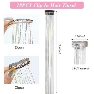 ZYXQZYX Hair Tinsel Kit - 18 Glitter Extensions
