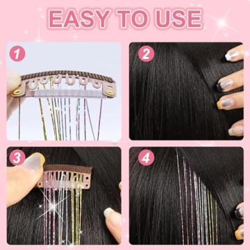 ZYXQZYX Hair Tinsel Kit - 18 Glitter Extensions