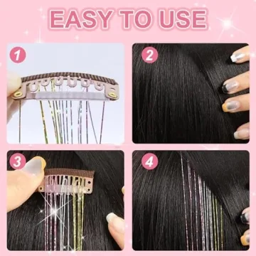 ZYXQZYX Hair Tinsel Kit - 18 Glitter Extensions