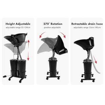 Portable Height-Adjustable Shampoo Bowl for Hair Care
