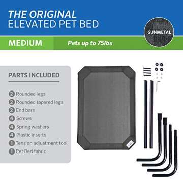 Coolaroo The Original Cooling Elevated Dog Bed, Indoor and Outdoor, Medium, Gunmetal