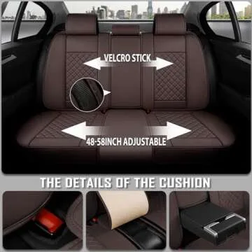 GEEYONTEK Premium Leather Car Seat Covers, Universal Fit for Cars SUVs Trucks and Sedans, Waterproof Car Seat Cushion with Airbag Compatible & Scratch-Resistant, Brown Seat Covers for 5 Seats