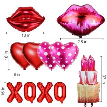 Ladies Celebrating Ladies Red Pink Glittery Banner Lips Lipstick Heart Balloons Girl Lady Happy Galentine’s Day Decorations for Valentines Theme Party Decorations Supplies Decor