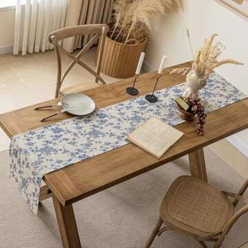 Elegant Pastoral Table Runner - Durable 14 x 72" Floral Linen for Dining