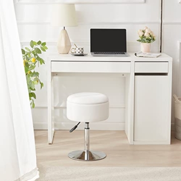 RUCUKEN Adjustable Ottoman Vanity Stool with Storage