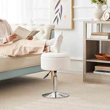 RUCUKEN Adjustable Ottoman Vanity Stool with Storage