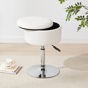 RUCUKEN Adjustable Ottoman Vanity Stool with Storage