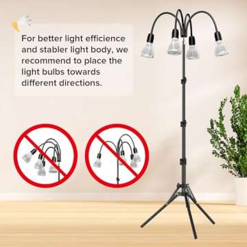 SANSI 120W Grow Light with Adjustable Tripod Stand, Full Spectrum 900W Equiv. LED Floor Plant Light for Indoor Plants, 12,000LM 5000K 660nm Grow Lamp with Replaceable Bulbs for High PPFD Growing