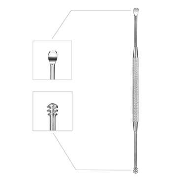 Steel Ear Pick Earwax Remover Spoon Ear Scraper Scratcher Earwax Cleaner with Storage Box, 304 Stainless