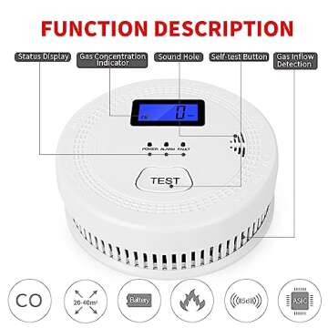 4-Pack,Smoke and Carbon Monoxide Detector,2 in 1 CO & Smoke Alarm,Carbon Monoxide Detectors,Smoke Detector,85dB in Alarm,LCD Screen,Wireless,Easy to Install