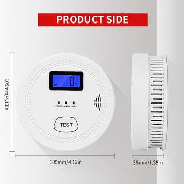 4-Pack,Smoke and Carbon Monoxide Detector,2 in 1 CO & Smoke Alarm,Carbon Monoxide Detectors,Smoke Detector,85dB in Alarm,LCD Screen,Wireless,Easy to Install