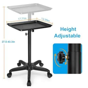 FLOLXNB Rolling Salon Tray - Adjustable Utility Cart