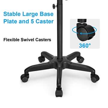 FLOLXNB Salon Tray Cart Premium Aluminum Tattoo Tray Rolling Trolley Adjustable Height Storage Utility Cart for Clinic Spa Rolling Tray (Black)