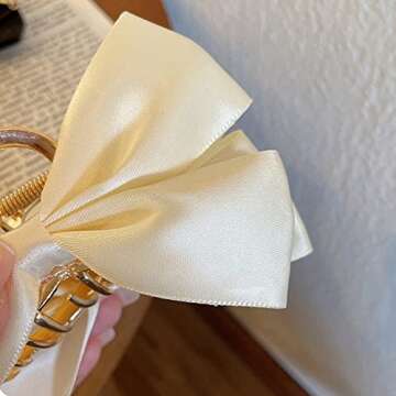 Metal Bow-knot Hair Claws, Barrettes and Clips - Strong Hold Hair Grips and Clamps for Women and Girls (White)