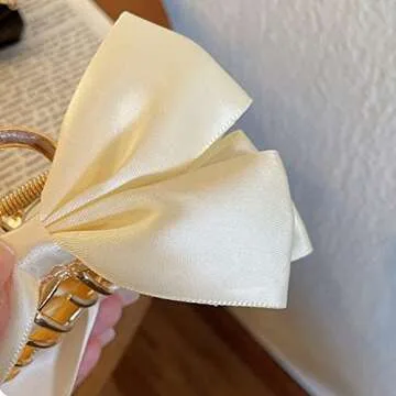 Metal Bow-knot Hair Claws, Barrettes and Clips - Strong Hold Hair Grips and Clamps for Women and Girls (White)