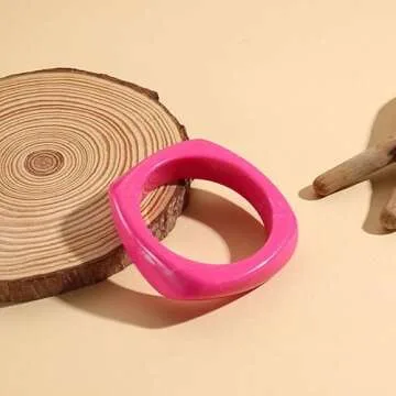 Caiyao Colorful Acrylic Resin Bangle Bracelet - Chic & Stylish