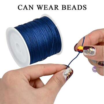 BUYGOO 735 Yards 0.8mm Nylon Beading String Chinese Knotting Cord Nylon Shamballa Cord Beading String for Necklace Bracelet Beading Kumihimo Chinese Knot - 15 Colors