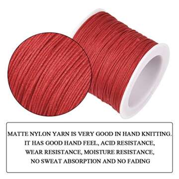 BUYGOO 735 Yards 0.8mm Nylon Beading String Chinese Knotting Cord Nylon Shamballa Cord Beading String for Necklace Bracelet Beading Kumihimo Chinese Knot - 15 Colors
