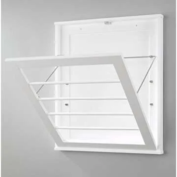 Whitmor MDF, Wood, Steel Wall Mounted Drying Rack for Storage, White