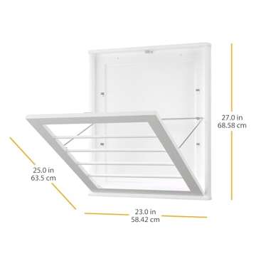 Whitmor MDF, Wood, Steel Wall Mounted Drying Rack for Storage, White