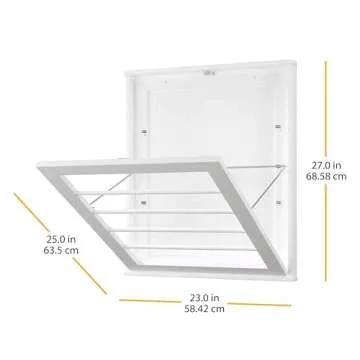 Whitmor MDF, Wood, Steel Wall Mounted Drying Rack for Storage, White