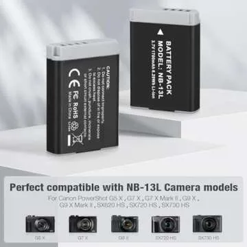 NB-13L Battery Pack and Dual Charger for Canon Cameras