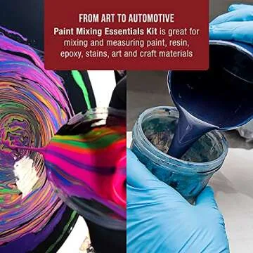 TCP Global Epoxy Resin Paint Mixing Cups Plastic Liquid Measuring Essentials Supplies Kit - Disposable Plastic, Lids, Paint Sticks, Mini Mixing Paddles, Auto Paint Strainers & Paint Can Opener