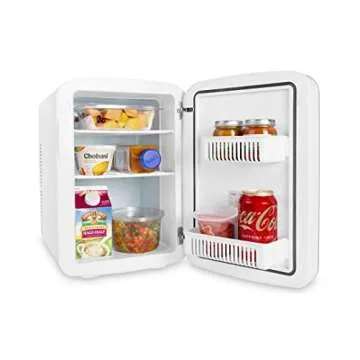Cooluli Vibe Mini Fridge for Bedroom - With Cool Front Magnetic Whiteboard - 15L Portable Small Refrigerator for Travel, Car & Office Desk - Plug In Cooler & Warmer for Food, Drinks & Skincare (White)