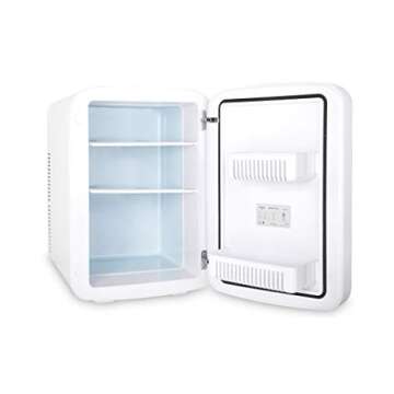 Cooluli Vibe Mini Fridge for Bedroom - With Cool Front Magnetic Whiteboard - 15L Portable Small Refrigerator for Travel, Car & Office Desk - Plug In Cooler & Warmer for Food, Drinks & Skincare (White)