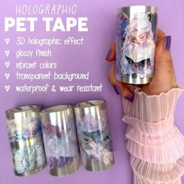 Fayware PET Washi Tapes for Journaling, Scrapbooking & Crafting. Cut and Use as Holographic Stickers in Your Junk Journals, Planners - with Butterflies, Flowers, People