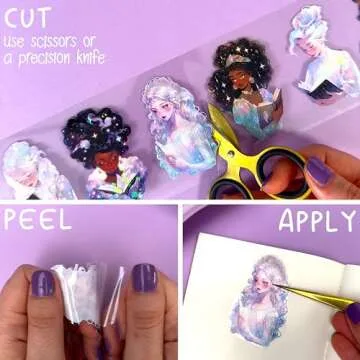 Fayware PET Washi Tapes for Journaling, Scrapbooking & Crafting. Cut and Use as Holographic Stickers in Your Junk Journals, Planners - with Butterflies, Flowers, People