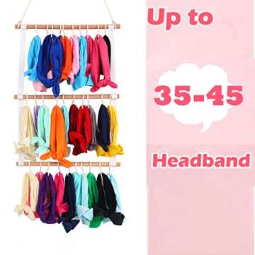 Hipcheer Headband Holder for Baby Girls, 30 Hooks Headband Organizer for Baby Girls, Baby Headband Holder Organizer for Door,Closet,Wall