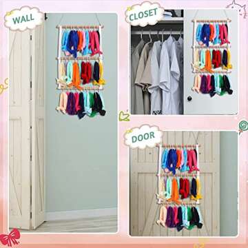 Hipcheer Headband Holder for Baby Girls, 30 Hooks Headband Organizer for Baby Girls, Baby Headband Holder Organizer for Door,Closet,Wall