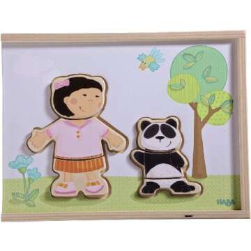 HABA Children of the World - 36 Piece Mix and Match Multi-Cultural Puzzle with Wooden Storage Box