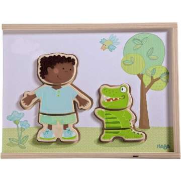 HABA Children of the World - 36 Piece Mix and Match Multi-Cultural Puzzle with Wooden Storage Box