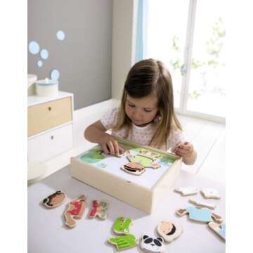 HABA Children of the World - 36 Piece Mix and Match Multi-Cultural Puzzle with Wooden Storage Box