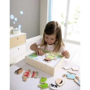 HABA Children of the World - 36 Piece Mix and Match Multi-Cultural Puzzle with Wooden Storage Box