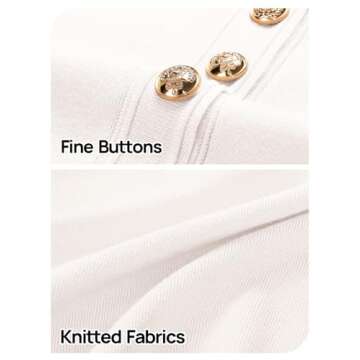 MEROKEETY Women's Knit Bodycon Sweater Dress Button Short Sleeve Crew Neck Elegant Formal Mini Dress, Ivory, Medium