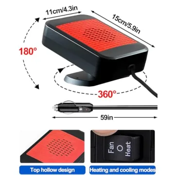 Fast Heating 12V Car Heater Fan Defroster Portable