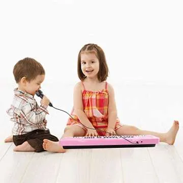 M SANMERSEN Piano for Kids, 61 Keys Piano Keyboard Portable Electronic Keyboard Piano with Microphone Musical Teaching Toys for 3-8 Years Old Kids Girls Boys Great Gifts