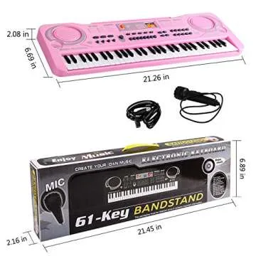 M SANMERSEN Piano for Kids, 61 Keys Piano Keyboard Portable Electronic Keyboard Piano with Microphone Musical Teaching Toys for 3-8 Years Old Kids Girls Boys Great Gifts