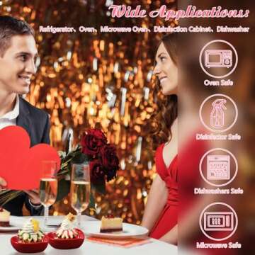 ZCYSRLQIN 6 Pieces Heart Shaped Bowls Ceramic Dip Bowl Plates Multipurpose Salad Bowls Appetizer Plates Cooking Gifts for Candy Sauce Sushi Dipping Serving Wedding Anniversary Valentine's Day (Red)