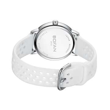 BOFAN Nurse Watch for Medical Professionals,Students,Doctors with Easy to Read Dial,Second Hand and 24 Hour,Soft and Breathable White Silicone Band,Water Resistant