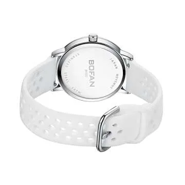 BOFAN Nurse Watch for Medical Professionals,Students,Doctors with Easy to Read Dial,Second Hand and 24 Hour,Soft and Breathable White Silicone Band,Water Resistant