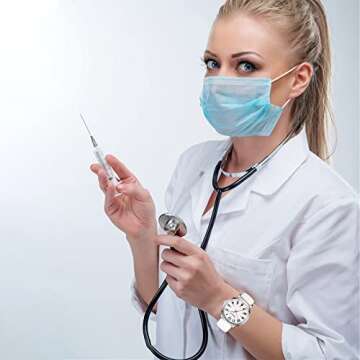 BOFAN Nurse Watch for Medical Professionals,Students,Doctors with Easy to Read Dial,Second Hand and 24 Hour,Soft and Breathable White Silicone Band,Water Resistant